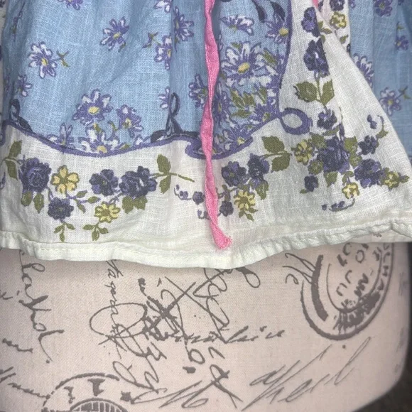 Floral Pink and Blue Women's Top - Picture 4 of 6